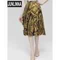 Jupe imprimée vintage pour femme demi-robe plissée robe de soirée élégante mode de piste rue