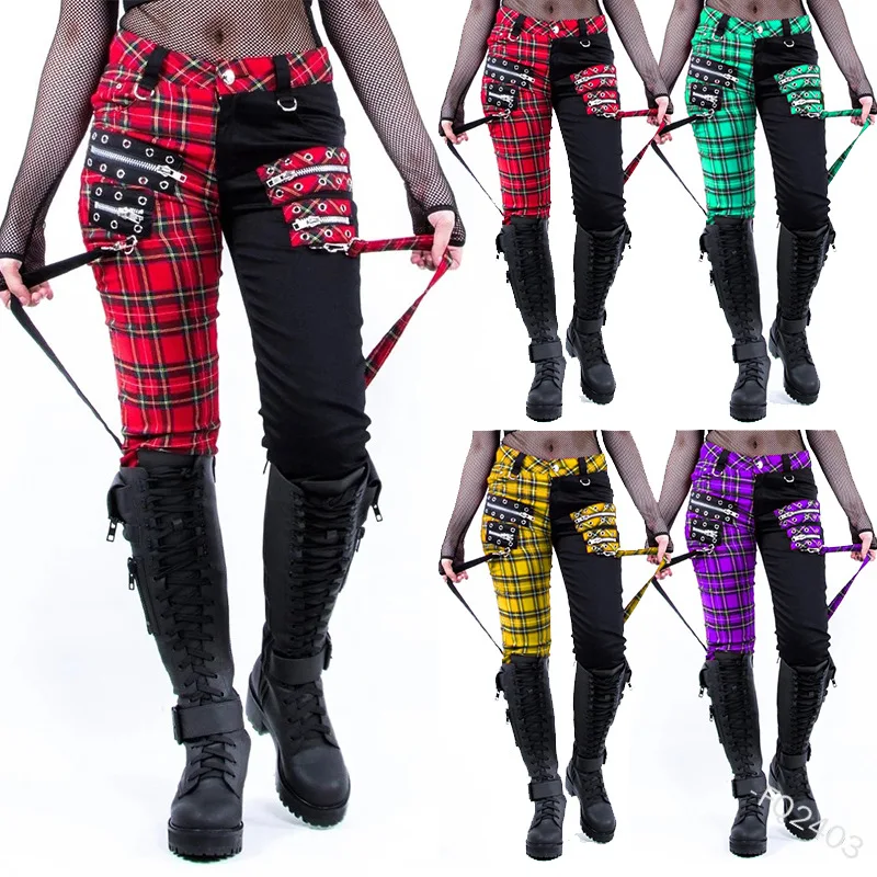 Lace Up Harajuku Casual Cargo Hosen 5XL Maxi Größe Frauen Schnalle Gothic Punk Rock Dunkelschwarz Gedruckt Bleistift Hosen Straße Hosen