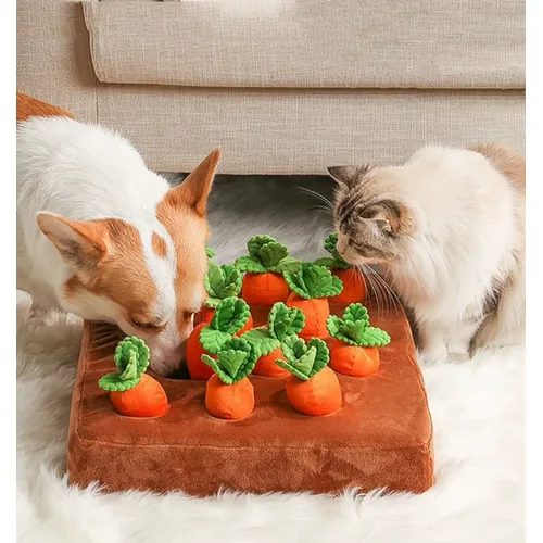 12 Plüsch Karotten Anreicherung Hund Puzzle Spielzeug verstecken und suchen Karotten farm Hundes