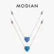 Modian 925 Sterling Silber van Gogh Sternen himmel Design blau Herz Opal Anhänger Halskette Mode