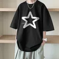 Little Star Printed Men's T Shirt Summer Fashion Casual Short Sleeve Tee Tops Mens Cotton Linen