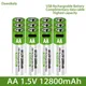 2024 New AA USB Rechargeable Lithium Ion Battery 1.5V AA 12800mah/Lithium Ion Battery Toy Watch MP3