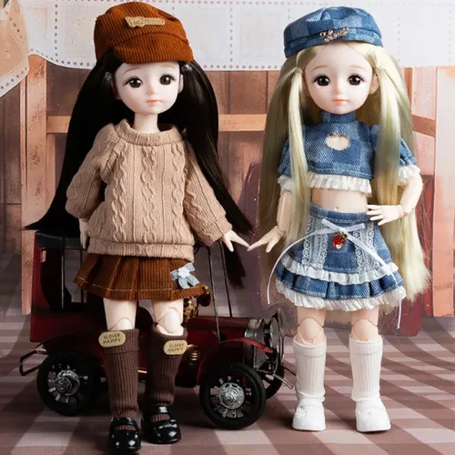 Bjd Puppen für Mädchen 30 cm Anime Klapp puppe mit Kleidung blondes braunes Auge Gelenks pielzeug