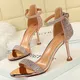 2023 Summer Sexy Women 8.5 Stripper High Heels Party Sandals Stiletto Bling Crystal Silver Gold