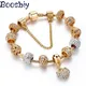 Crystal Heart Beads Charm Bracelets & Gold Color Brand Snake Chain Bracelets For Women Valentine's