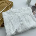Chemise en dentelle brodée de coton vintage pour femmes chemisier blanc coréen jeune belle et