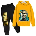 Ronaldo-Ensemble à capuche et pantalon en molleton imprimé pour enfants vêtements de sport
