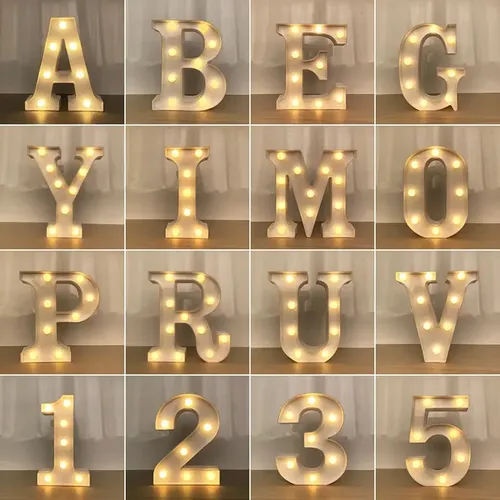 16CM LED lumineuse lettre veilleuse 26 Alphabet anglais numéro batterie lampe Diwali romantique