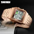 SKMEI-Montres numériques étanches pour hommes réveil 3 bars bracelet en acier inoxydable montre