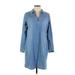 Sonoma Goods for Life Casual Dress - Shirtdress: Blue Dresses - Women's Size Large