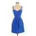 Amanda Uprichard Casual Dress - Mini: Blue Solid Dresses - Women's Size Small