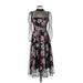 Eliza J Cocktail Dress: Black Floral Motif Dresses - Women's Size 2