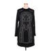 Lulu NYC Casual Dress - Sweater Dress: Black Graphic Dresses - Women's Size 3X