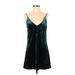 Kendall & Kylie Casual Dress - Slip dress V Neck Sleeveless: Teal Dresses - New - Women's Size Small