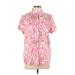 Croft & Barrow Short Sleeve Button Down Shirt: Pink Paisley Tops - Women's Size Large