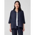Puckered Organic Linen Shirt Jacket - Blue - Eileen Fisher Jackets