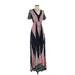 AaKaa Casual Dress - Maxi: Blue Chevron Dresses - Women's Size Small