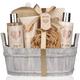 Spa Gift Basket - MGF3 Bath and Body Set with Vanilla Fragrance by Lovestee - Gift Basket Includes Shower Gel Body Lotion Hand Lotion Bath Salt Eva Sponge and a Bath Puff