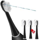 LEDOSAKO Toothbrush Heads Replacements for Water-Pik Sonic Fusion and Sonic Fusion 2.0 SF01 SF02 SF03 & SF04 Transparent Bristles Original Shape with Crystal Covers (3PACKS Black)