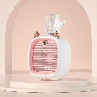 Mini Desktop Water Cooling Fan – USB Turbine Fan with LED Spray Humidifier, Personal Air Cooler