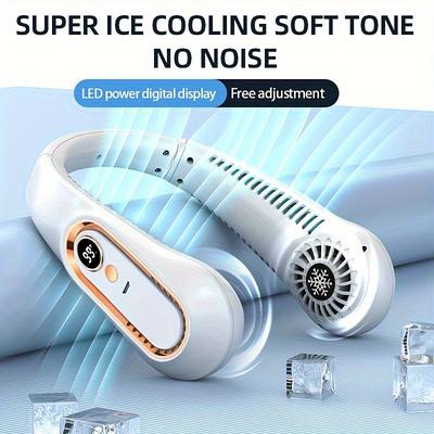 Bladeless Hanging Neck Fan with 5 Speeds and Digital Display - Portable USB Cooler for Outdoor Use with Super Strong Technology