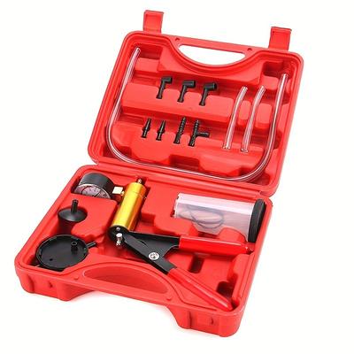 2 In 1 Brake Bleeder Kit Hand Held Vacuum Pump Test Set ForAutomotive With Protected Case Adapters One-Man Brake And ClutchBleeding System