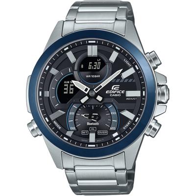 Smartwatch CASIO EDIFICE, silber (edelstahlfarben, blau, schwarz), Smartwatches, Armbanduhr,Herrenuhr,Bluetooth,Stoppfunktion,Weltzeit,Edelstahlarmband Image