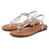 Zehentrenner LASCANA, Damen, Gr. 37, beige (beige, blau), Obermaterial: 100% Lederimitat. Futter: 100% Lederimitat. Decksohle: 100% Lederimitat. Laufsohle: 100% Synthetik, mehrfarbig, Flechtoptik, casual, Schuhe, Sandale in bunter Flecht-Optik VEGAN