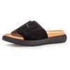 Pantolette GABOR, Damen, Gr. 36, schwarz, Ziegenveloursleder, unifarben, sportlich, Schuhe, Plateau, Sommerschuh, Schlappen mit großer Zierschnalle, Topseller