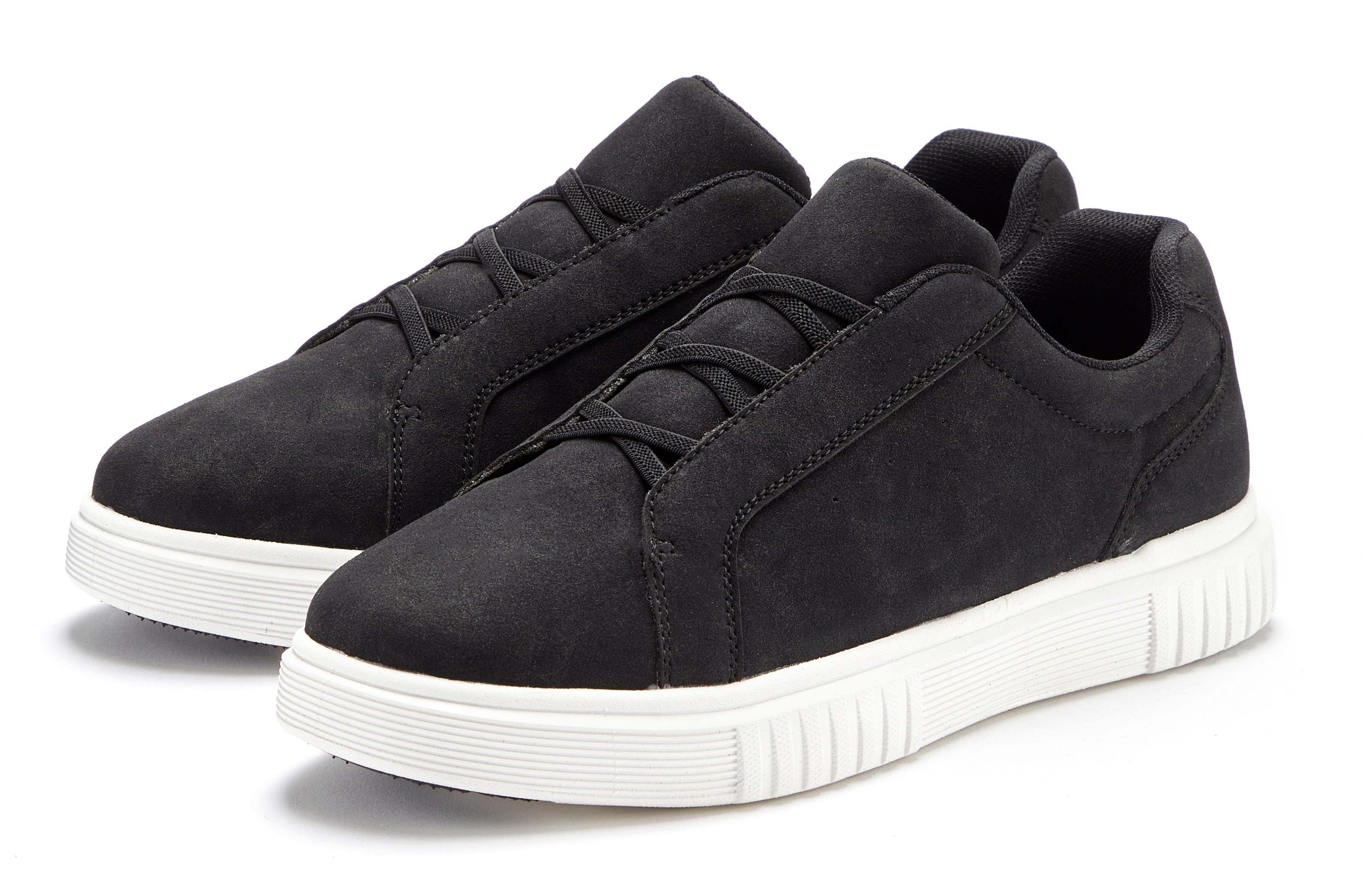 Sneaker JOHN DEVIN "Freizeitschuh", Herren, Gr. 44, schwarz, Obermaterial: 100% Lederimitat. Futter: 100% Textilmaterial. Decksohle: 100% Textilmaterial. Laufsohle: 100% Synthetik, unifarben, Casual, Schuhe, mit elastischen Bändern für schnelles...