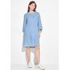 Sommerkleid CECIL, Damen, Gr. M (40), US-Größen, blau (soft light blau), Web, 100% Baumwolle, unifarben, casual, gerade knielang, Rundhals, 3/4-Ärmel Bündchen, Kleider, aus 100% Baumwolle