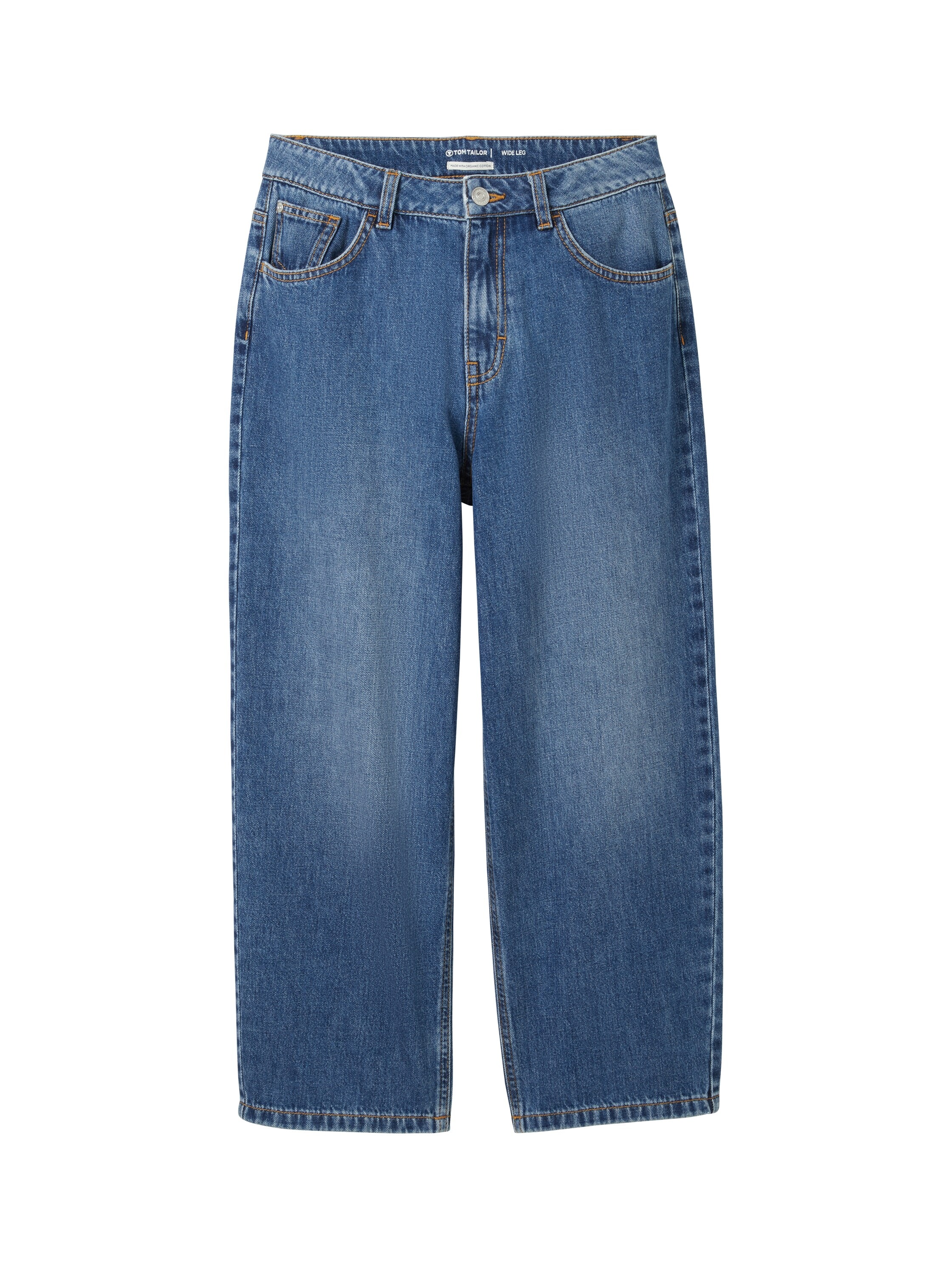5-Pocket-Jeans TOM TAILOR, Jungen, Gr. 176, N-Gr, blau (blau denim), Denim/Jeans, Obermaterial: 100% Baumwolle, unifarben, bequem lang, Jeans 5-Pocket-Jeans, Baggy Jeans- mit ausgestelltem Bein