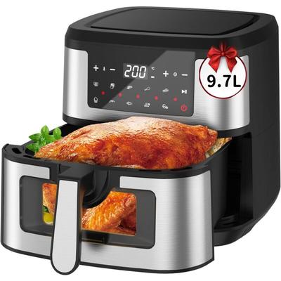 Joeais - Heißluftfritteuse 9,7L/8L Ohne Öl Air Fryer 1600W Heizluft Fritteuse led Touchscreen