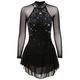 Robe de Patinage Artistique Femme Fille Patinage Robes Tenue Noir Maille Spandex Haute élasticité Entraînement Professionnel Compétition Tenue de Patinage Conception anatomique Séchage rapide Fait