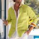 Homme Chemise Chemise Lin Chemise boutonnée Chemisette Chemise d'été Chemise de plage Bleu Roi Bleu Vert manche longue Plein Col Printemps été Casual du quotidien Vêtement Tenue