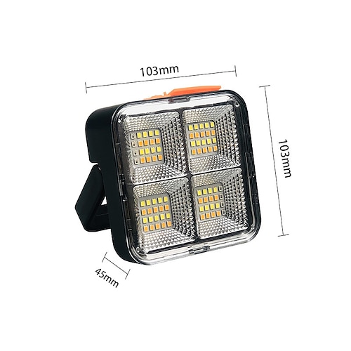 Lampada da lavoro solare portatile a led da 1 pz, luce magnetica ricaricabile, lampada da lavoro di emergenza con 4 modalità di illuminazione per interruzione di corrente, riparazione auto, campeggio, cantiere di costruzione