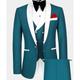 Costume Homme Mariage Ensemble 2 pièces bleu marine Vert foncé Mosaïque Coupe Sur-Mesure Droit un bouton 2023