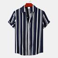 Homme Chemise Chemise boutonnée Chemise décontractée Chemisette Chemise d'été Chemise de plage Noir Vin bleu marine Bleu Ciel Kaki Manche Courte Rayure Revers Hawaïen Vacances Vêtement Tenue Mode