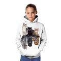 Sweat à capuche et Sweat Fille Enfants manche longue Chat 3D effet Graphic Animal Chat 3D Imprimer Blanche Enfants Hauts Actif