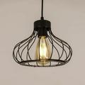 Industrial Pendant Light E27 Vintage Metal Pendant Lights Vintage Black Cage Lamp Ceiling Lighting Metal Lampshade for Restaurant Living Room Bedroom Kitchen Bar Hallway (No Bulb)