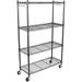 4-Tier Storage Shelves Heavy Duty Metal Shelves Wire Rack Shelving Unit Adjustable Shelf with Wheels for Home Office Garage Kitchen Shelf 36 D x 14 W x 58 H