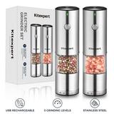 Stainless Steel Electric Salt-Pepper Grinder Set with Light USB Rechargeable Grinder/ Battery Grinder /Manual Grinder - 5 Adjustable Grinding Levels