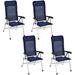 Set Of 4 Patio Chairs Folding Outdoor Chairs High Back Recliner With Headrest And Armrests 7 Levels Adjustable Camping Chairs Safe Lock Lawn Chairs Porch Balcony Furniture Blue