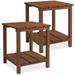 Casafield Adirondack Side Table Set of Two Cedar Wood End Table with Shelf for Patio Lawn and Garden - Espresso