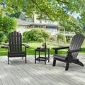 ACEGOSES 2Pcs Outdoor Folding Adirondack Chair Patio Plastic Fire Pit Chair for Outside Deck and and Balcony Black