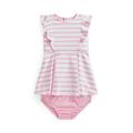 Polo Ralph Lauren Baby Girls Striped Ruffled Pon Carmel Pink White 6 months