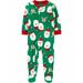 Carter s Boys Footies Print - Green Red Santa Fleece Zip-up Footie - Infant 12MOS