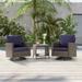 ACEGOSES 3-Piece Patio Sofa Set Rattan Swivel Rocking Chair Set Side Table Suiting Backyard Poolside and Patio Navy Blue