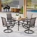 simple 5 Pieces Patio Dining Set Outdoor Furniture Set with 37 Square Black Metal Table and 4 Padded Textilene Fabric Swivel High Back Chairs for Garden Poolside Backyard Porch