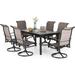simple VILLA Outdoor Dining Set for 8 Patio Table and Chairs Set with 8 Padded Deep Seating Swivel Dining Chairs & Full Metal Extendable Table Outside Furniture Dining Set for Pools